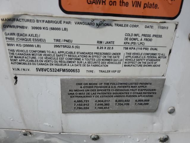 2015 Vanguard VXP 53' DRY Van Trailer