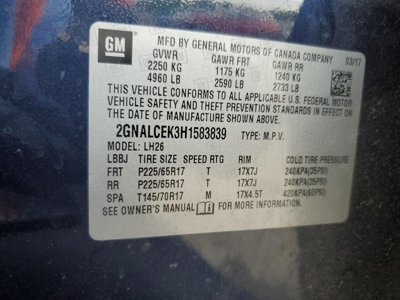 2017 Chevrolet Equinox lt
