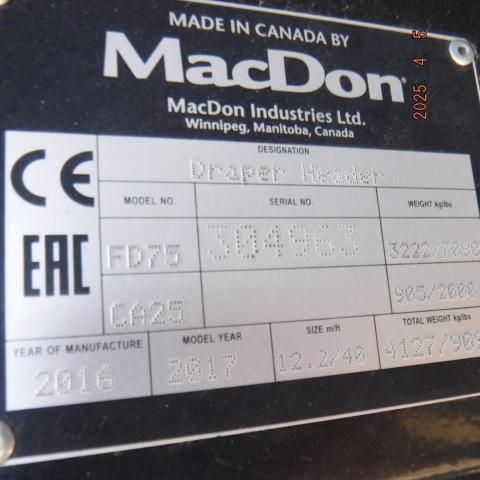 2017 Mac Don FD75