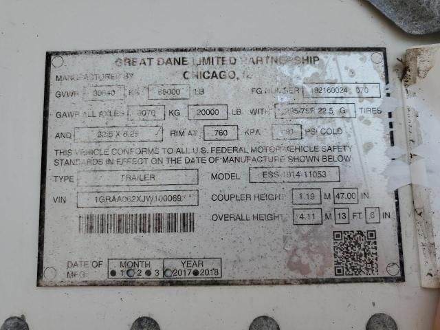 2018 Great Dane ESS-1914-11053 Refrigerated Van Trailer