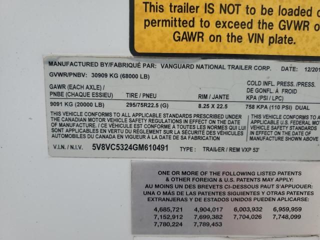 2016 Vanguard National DRY Van Trailer