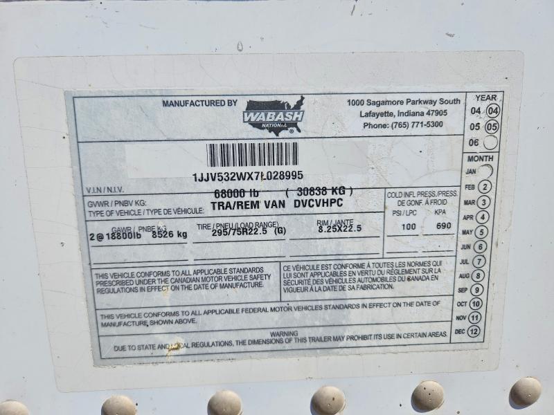 2007 Wabash Dvcvhpc DRY Van Trailer