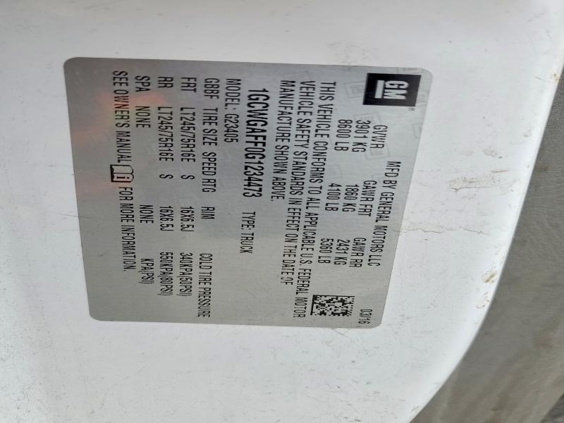 2016 Chevrolet Express 2500 Cargo Utility / Service Van