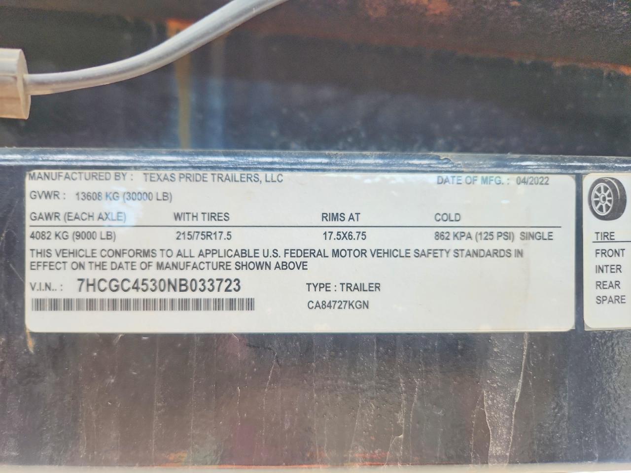 2022 Texas Pride CA84727KGN Car Carrier