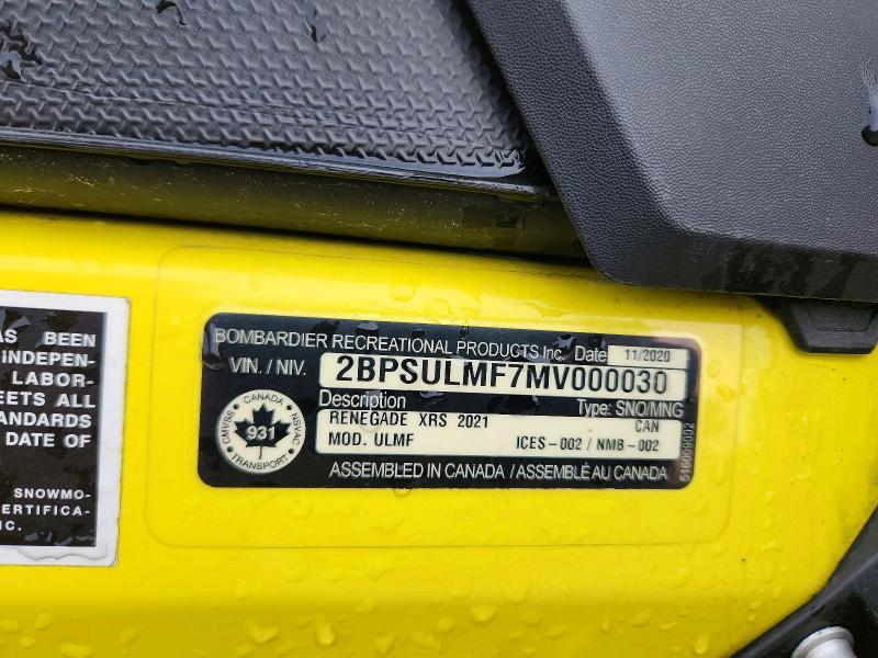 2021 Skidoo Renegade XRS 850