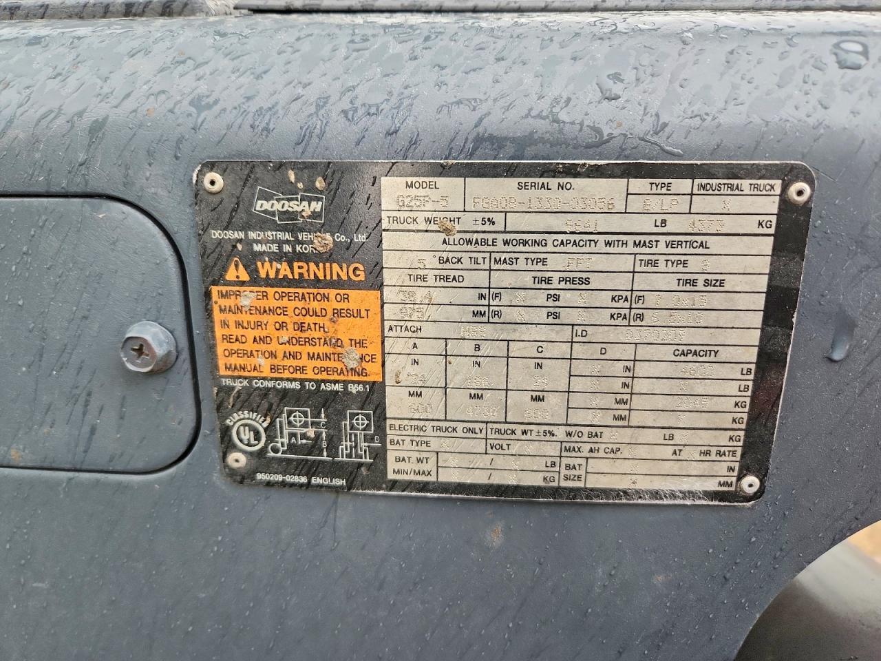 2016 Doosan Forklift