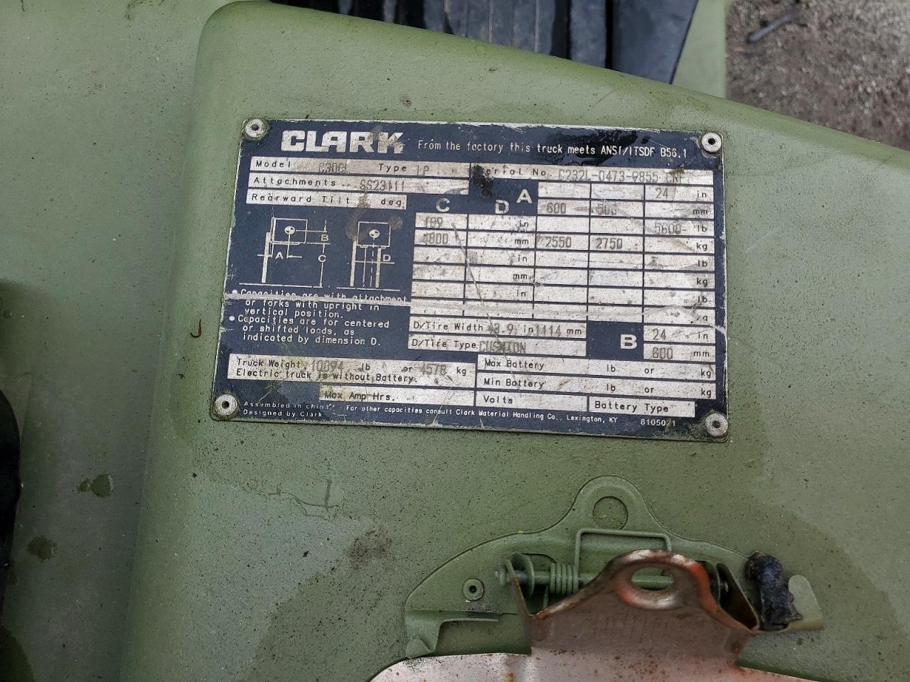 2014 Clark C30C Forklift