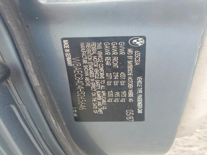 1987 BMW 635 csi Automatic L6