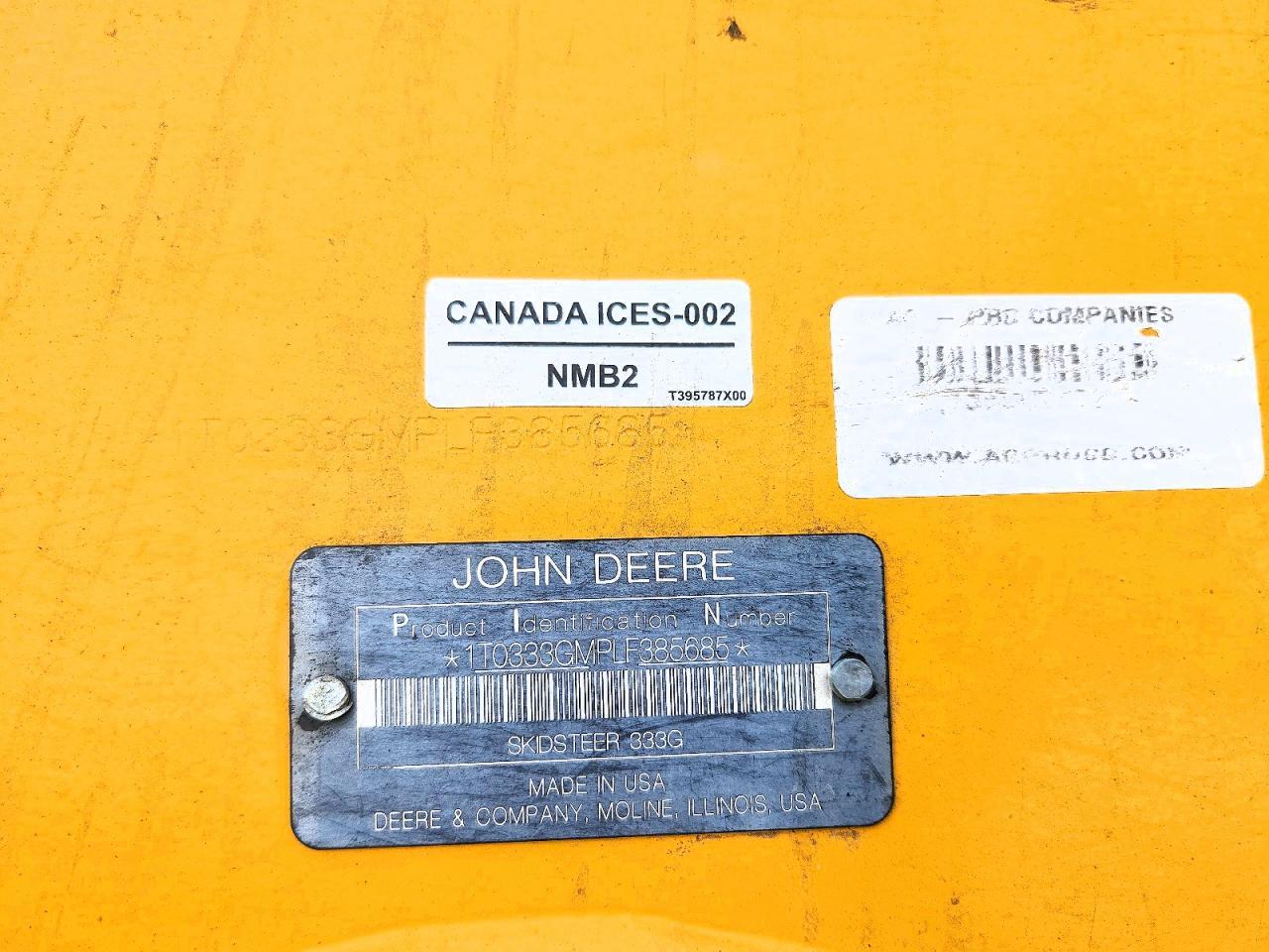 2020 John Deere 333G Skidsteer