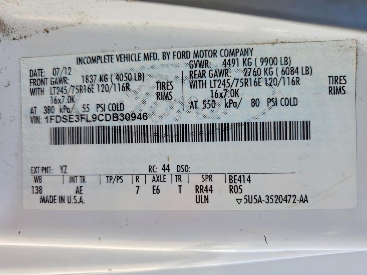 2012 Ford E350 BOX Truck