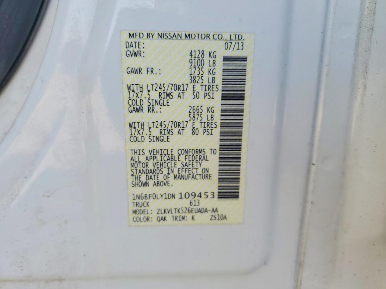 2013 Nissan NV 2500 HD S