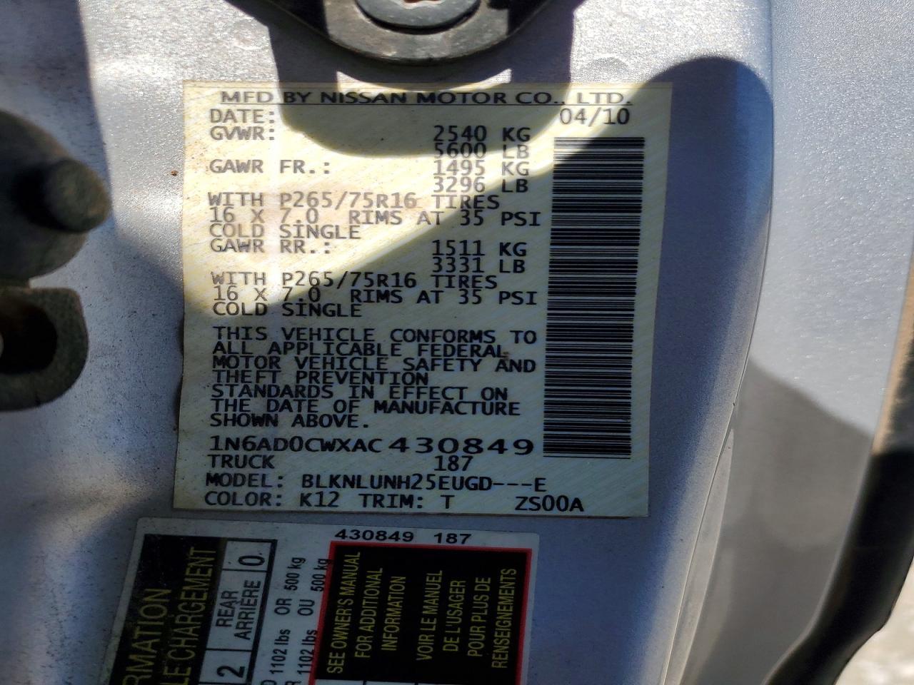 2010 Nissan Frontier SE V6