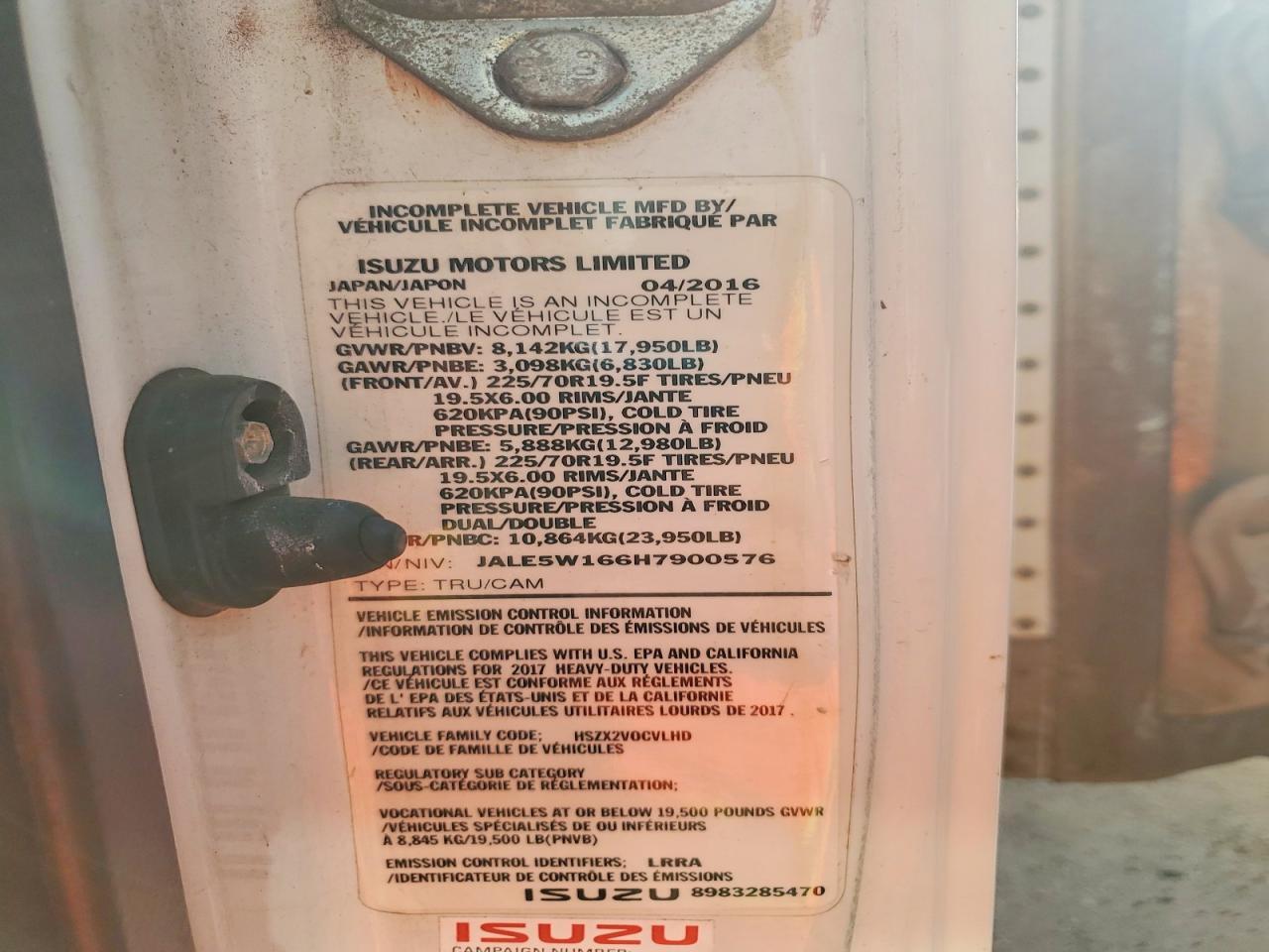 2017 Isuzu NQR Refrigerated BOX Truck