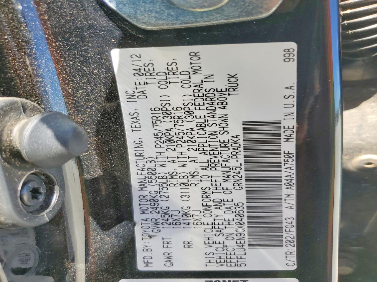 2012 Toyota Tacoma Double Cab