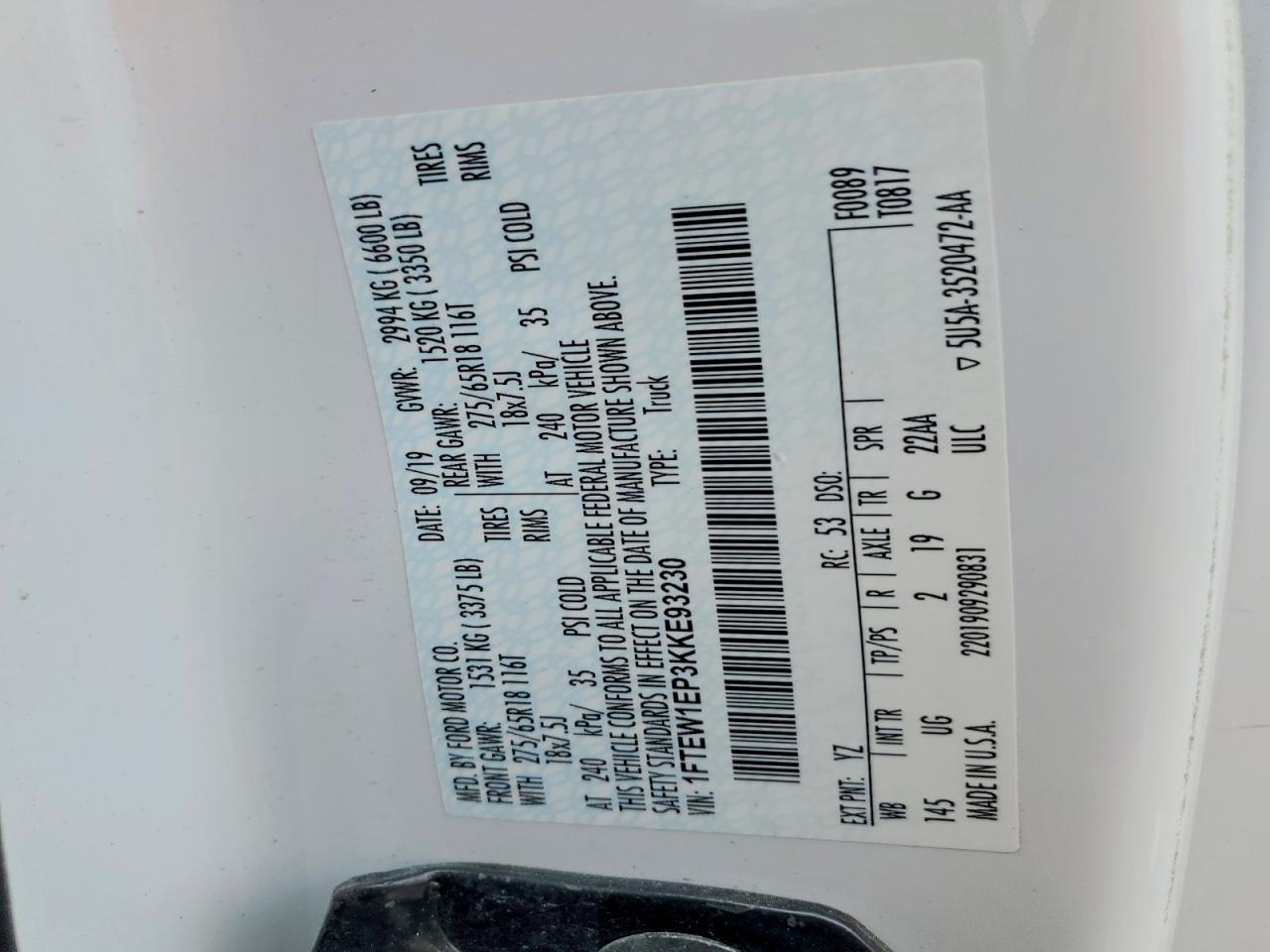 2019 Ford F150 Supercrew