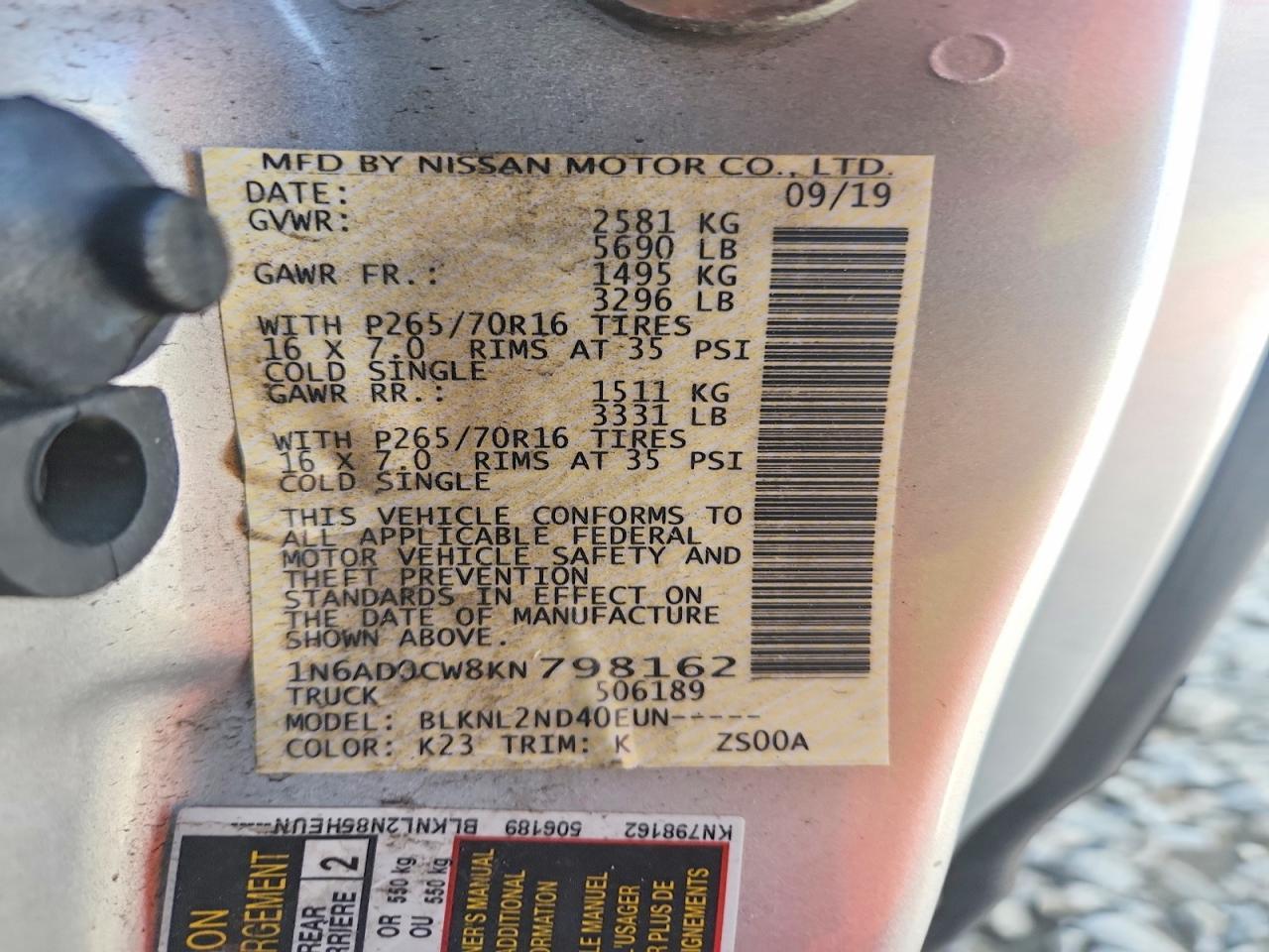 2019 Nissan Frontier SV V6