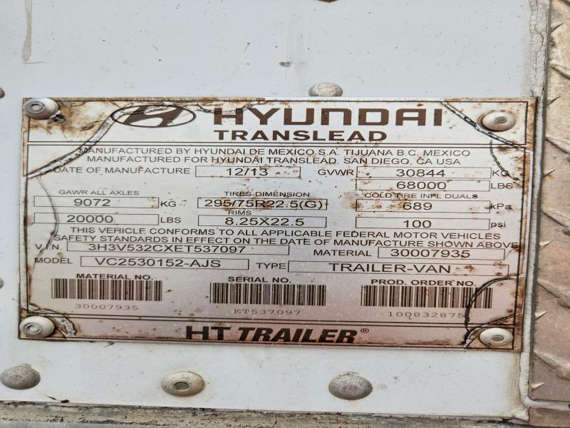 2014 Hyundai Translead Inc 2014 Hyundai Translead VC2530152-AJS DRY Van Trail