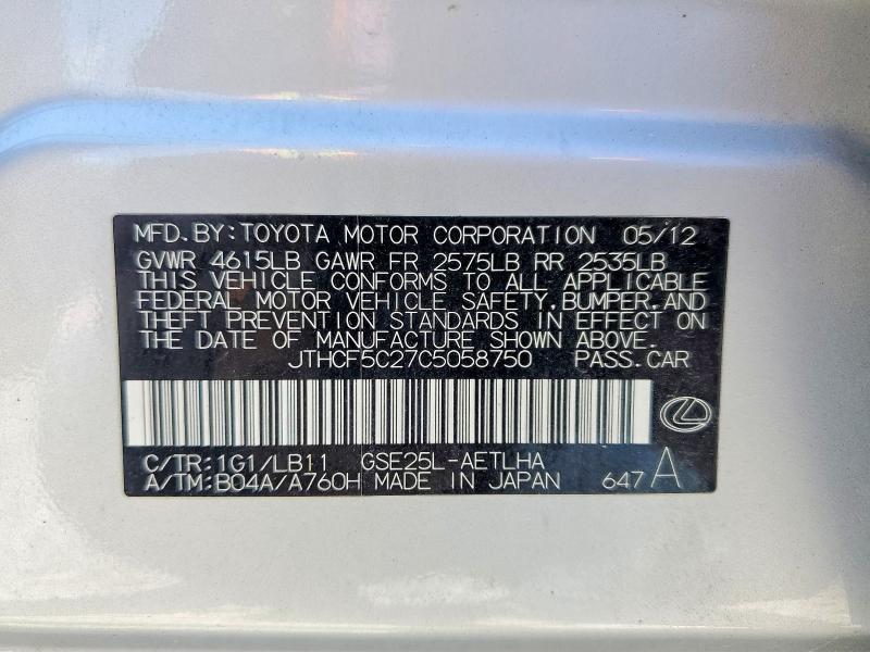 2012 Lexus Is 250 Base