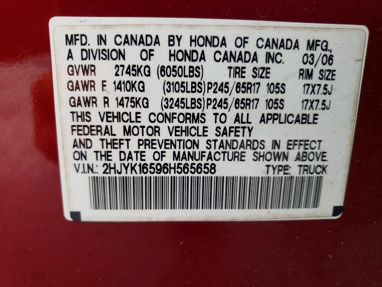 2006 Honda Ridgeline RTL