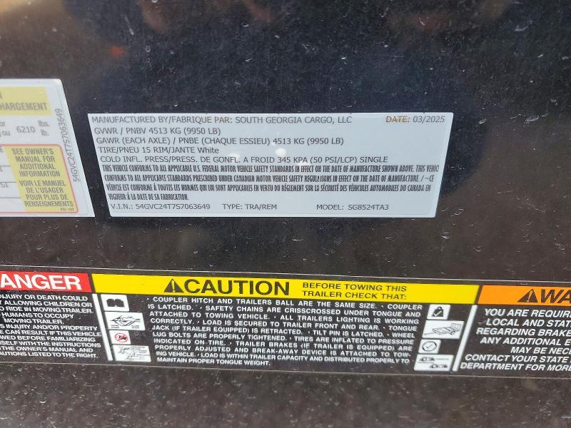 2025 South Georgia SG8524TA3 Enclosed Cargo Trailer