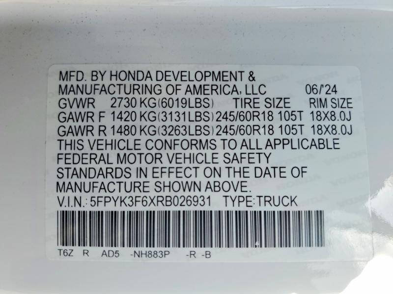 2024 Honda Ridgeline Trail Sport