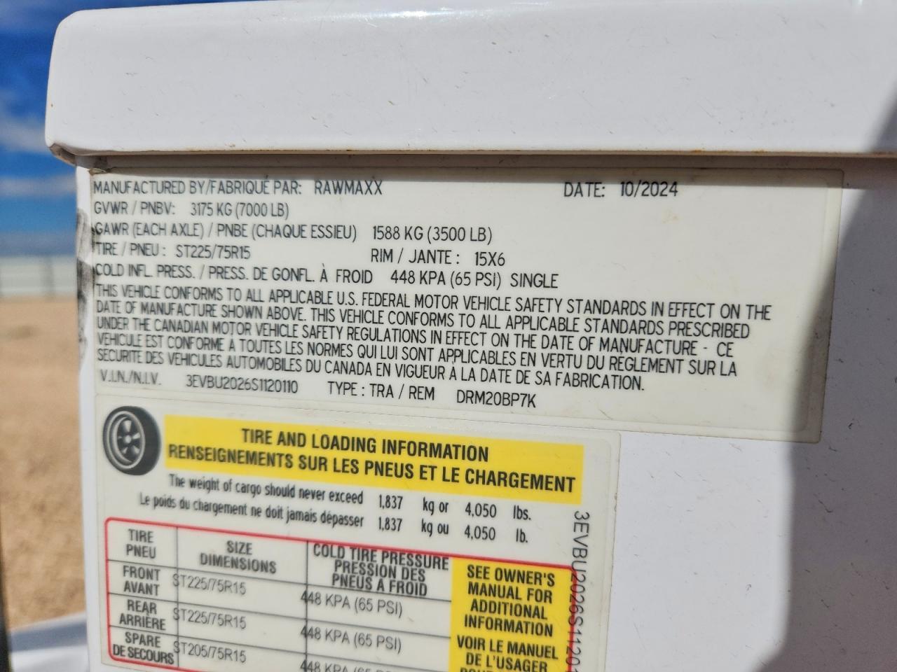 2025 Rawmaxx DRM20BP7K Tilt Deck Equipment Trailer