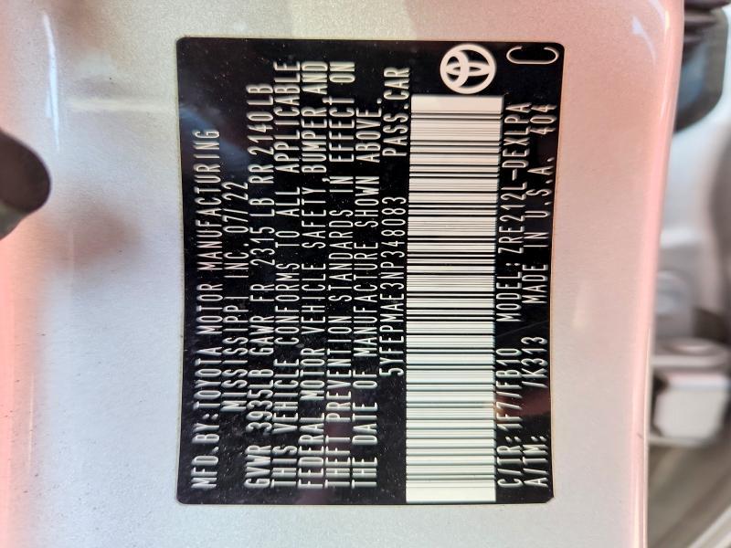 2022 Toyota Corolla le