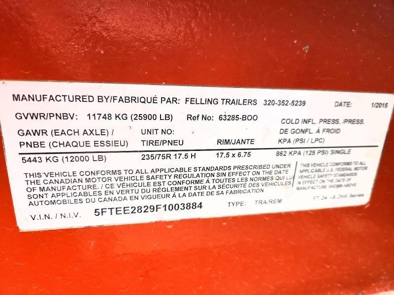 2015 Felling FT-24 I-S Equipment Trailer