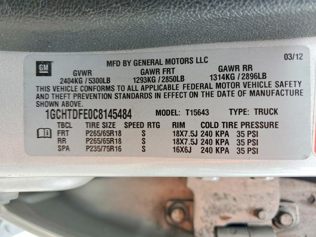 2012 Chev Colorado LT