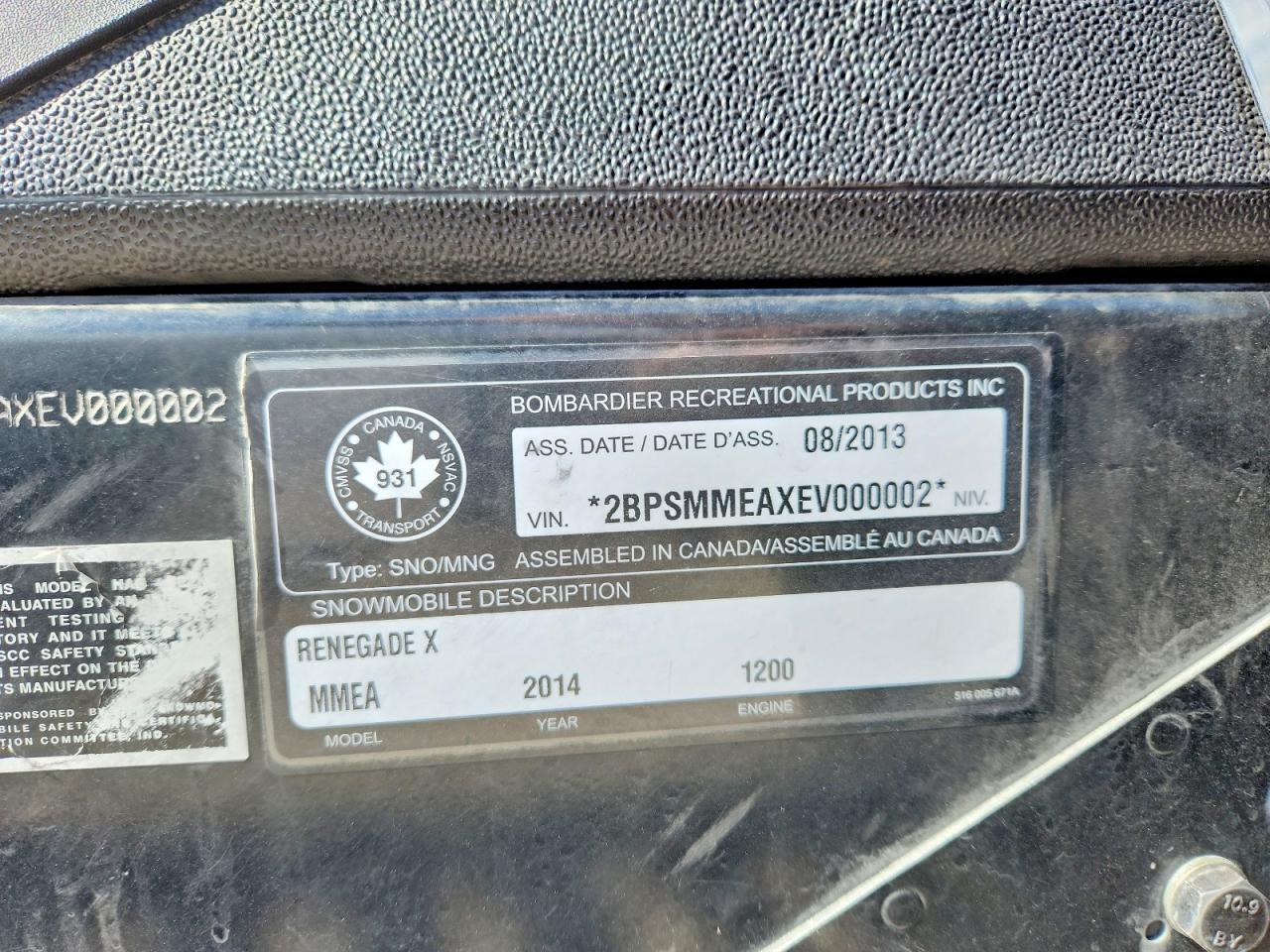2014 Skidoo Renegade X 1200 4-TE