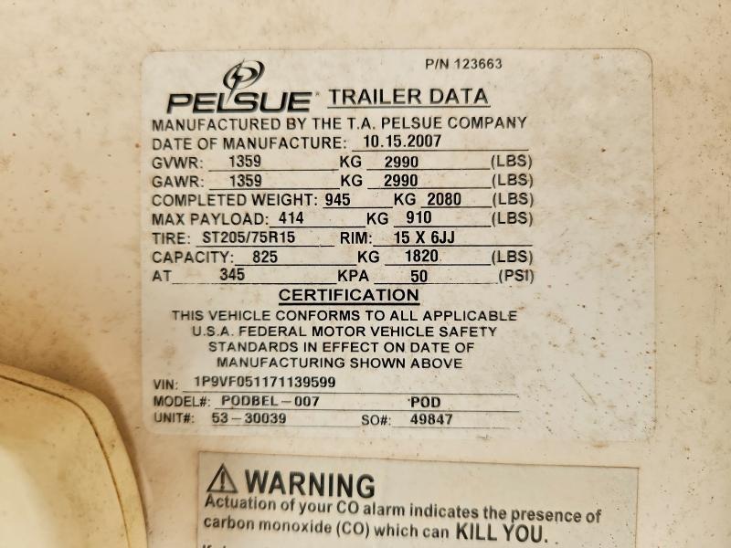 2007 Pelsue Podbel-007 Fiber Optic Splicing Trailer