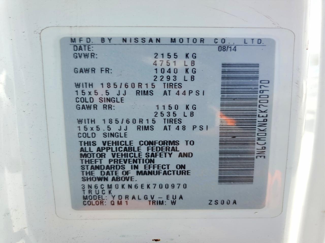 2014 Nissan NV200 SV