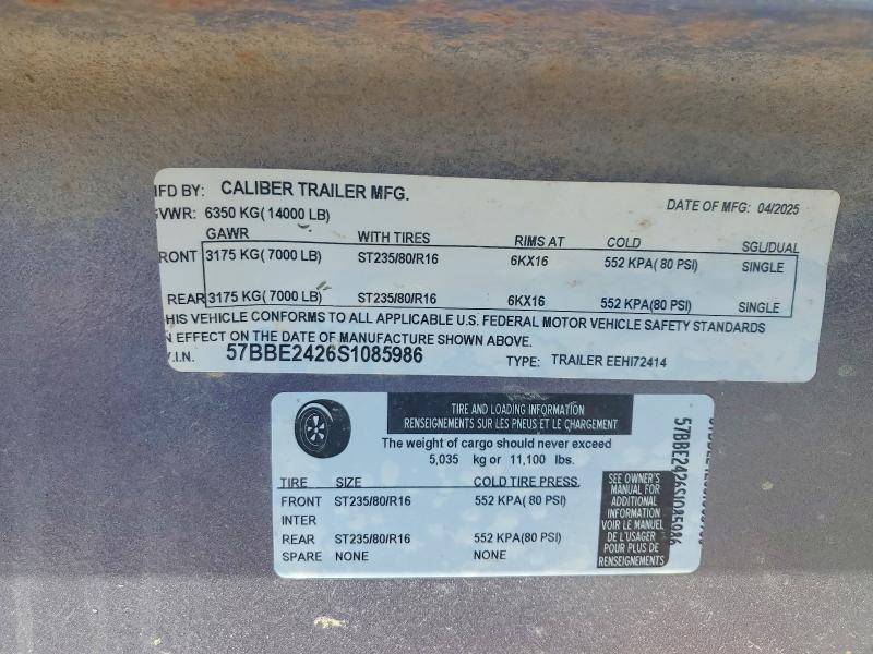 2025 Caliber EEHI72414 Equipment Trailer