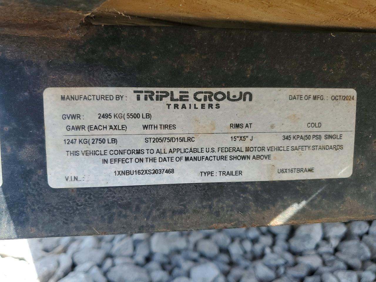 2025 Triple Crown U6X16TBRAKE Utility Trailer
