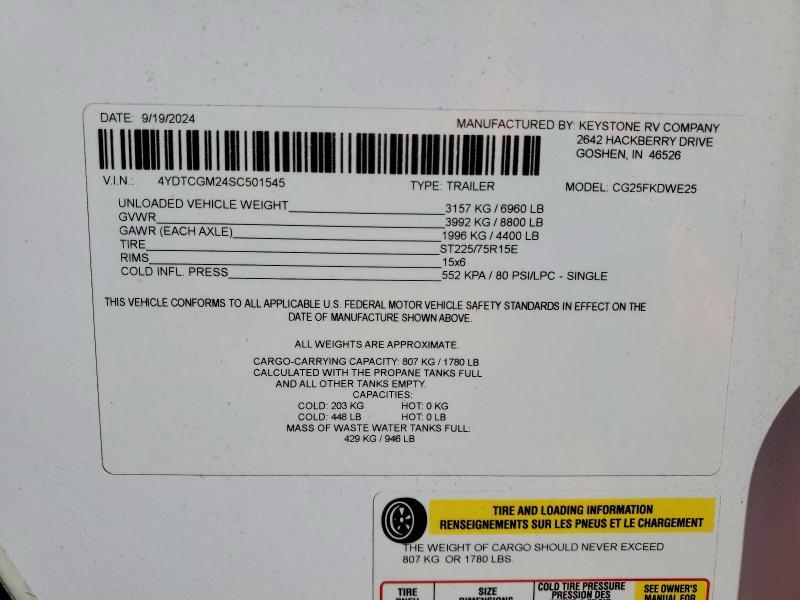 2025 Keystone CGR25FKDWE