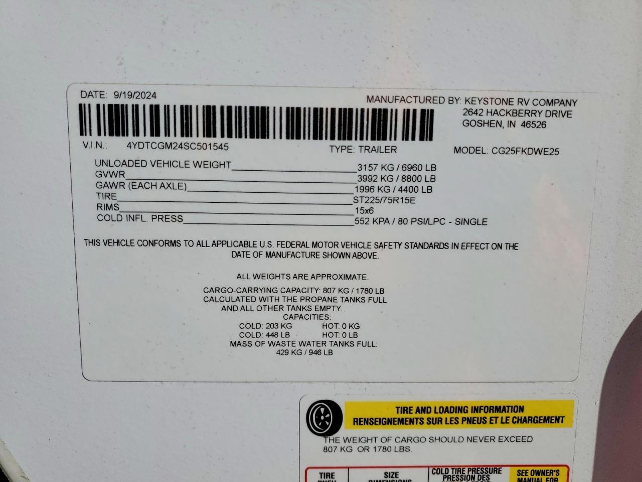 2025 Keystone CGR25FKDWE