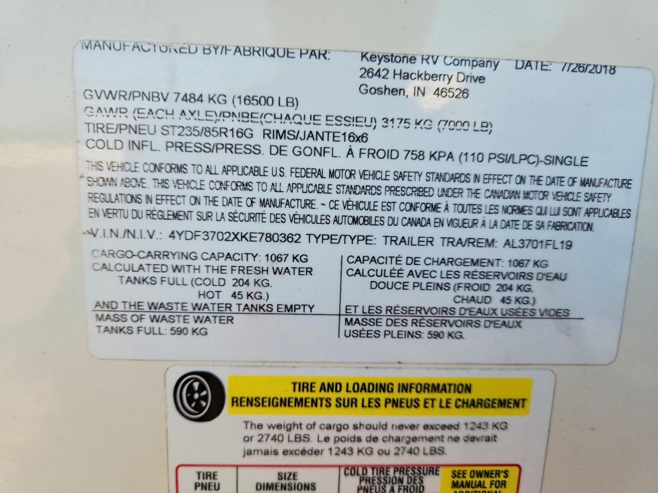 2019 Keystone Alpine 3701FL