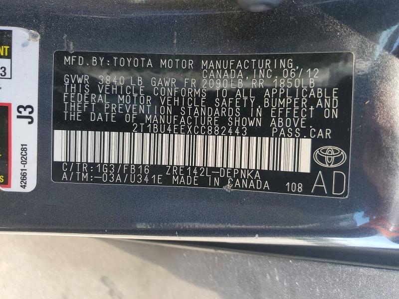 2012 Toyota Corolla le