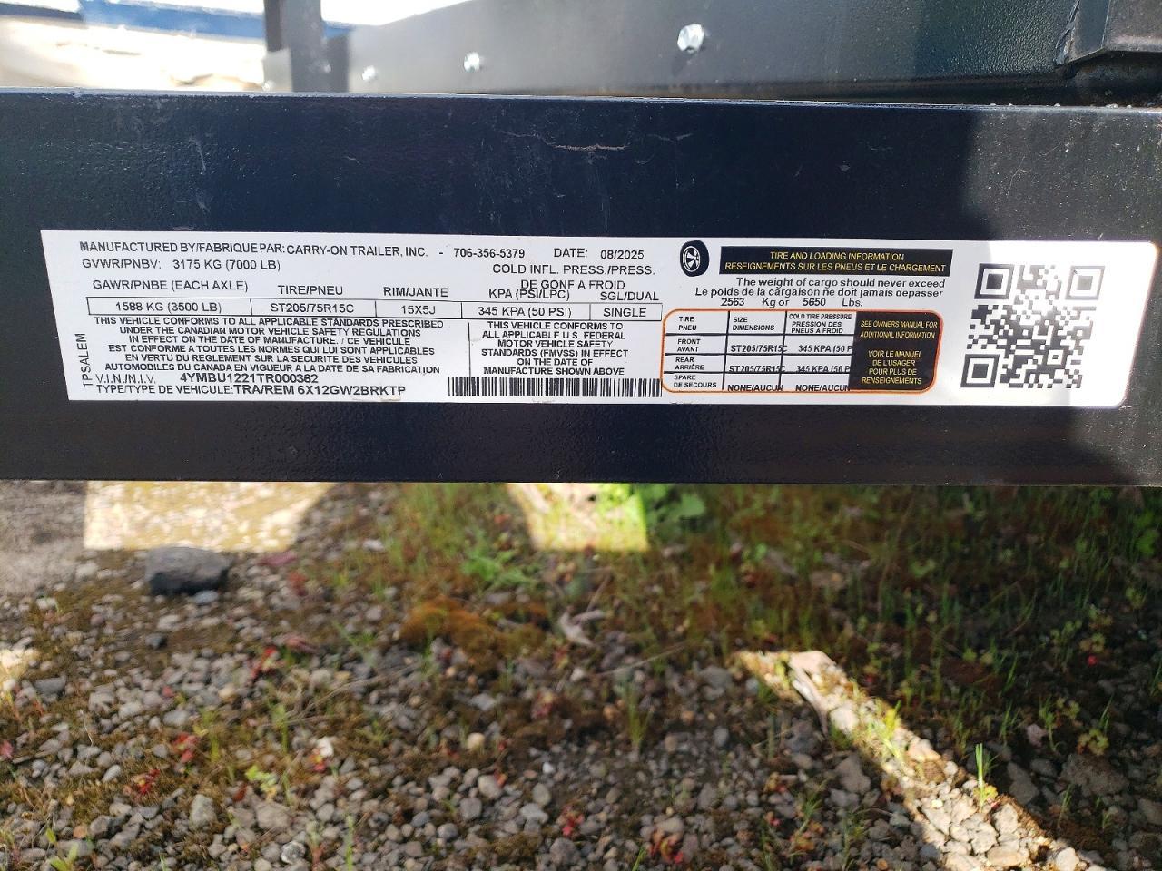 2026 Carry-On Trailer 2026 CARRY-ON 6X12GW2BRKTP Utility Trailer