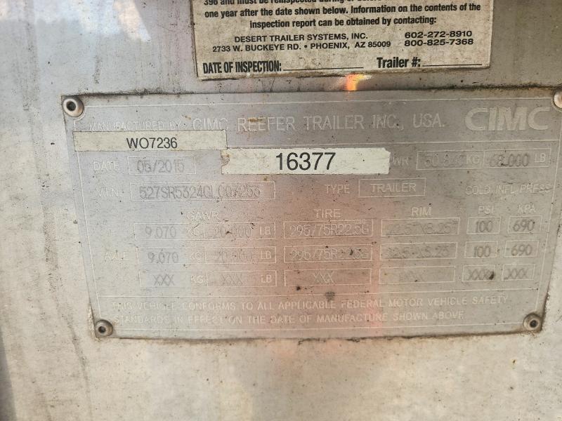 2016 Cimc Refrigerated Van Trailer