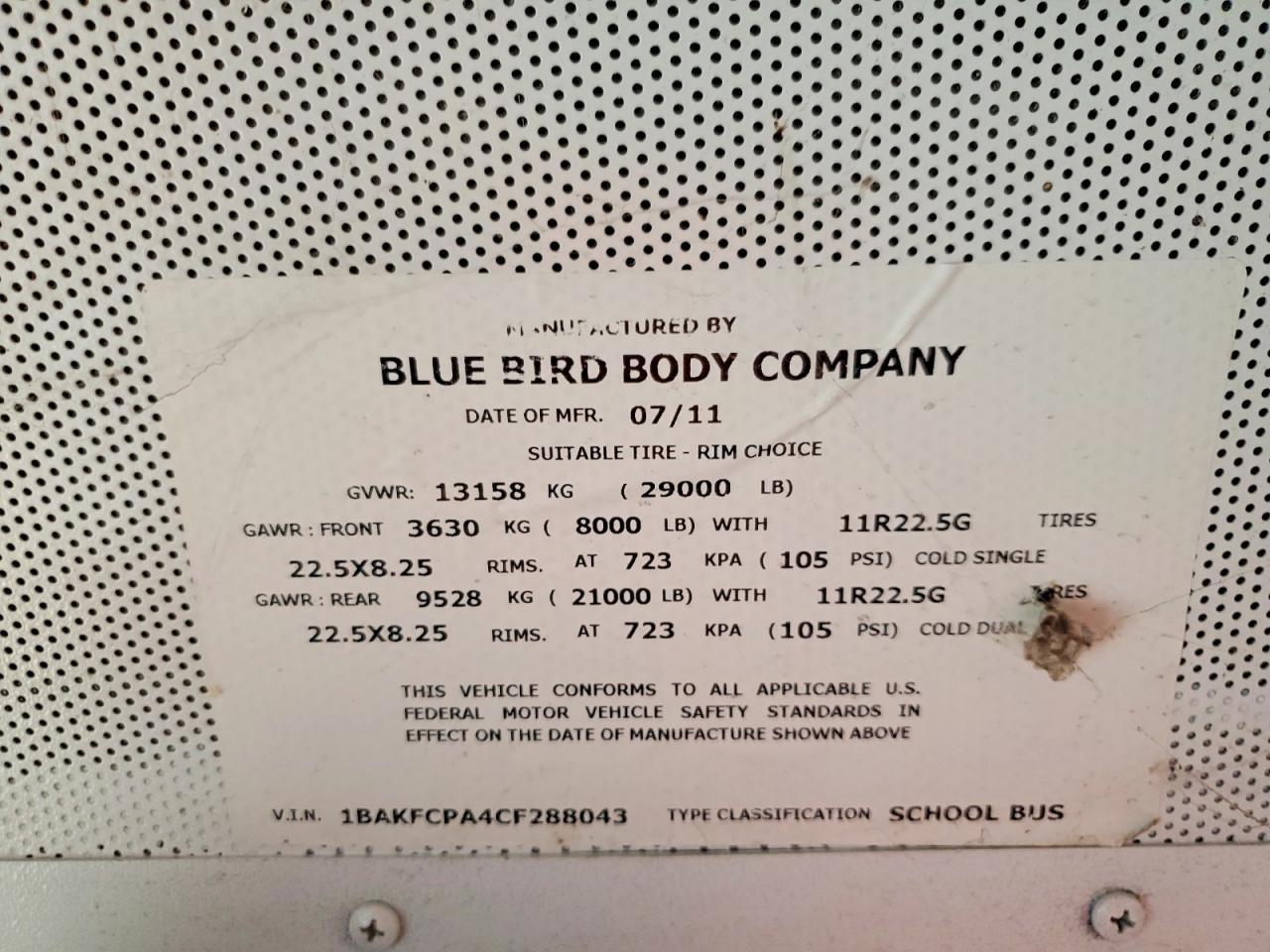 2012 Blubird 2012 Bluebird Vision-School Bus