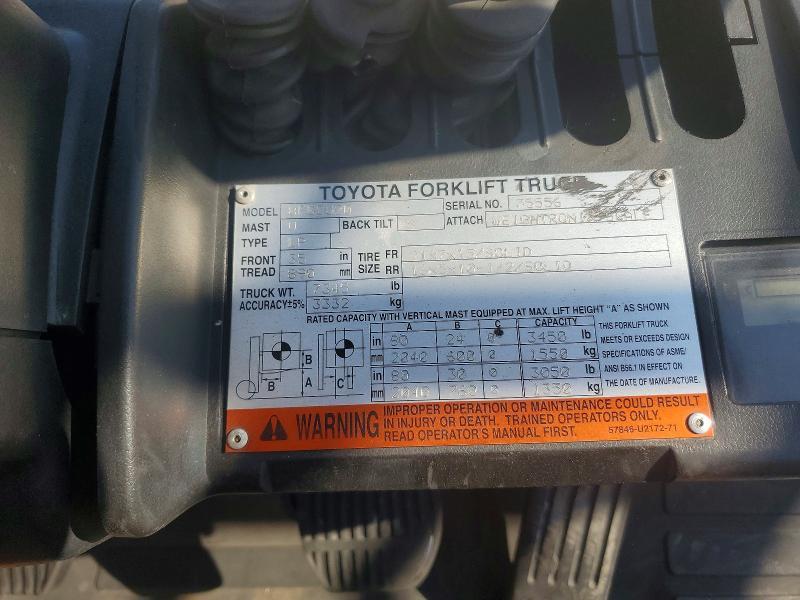 2016 Toyota 8FGCU20 Forklift