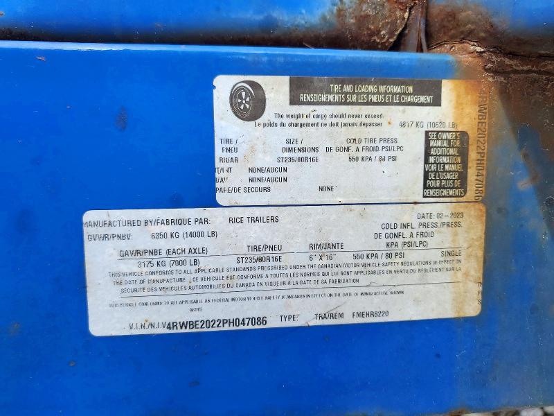 2023 Rice Fmehr8220 Equipment Trailer