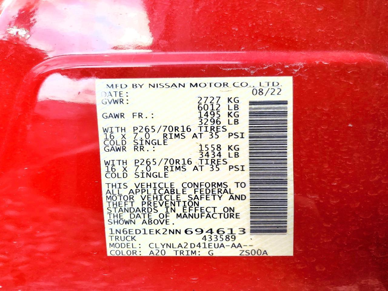 2022 Nissan Frontier S