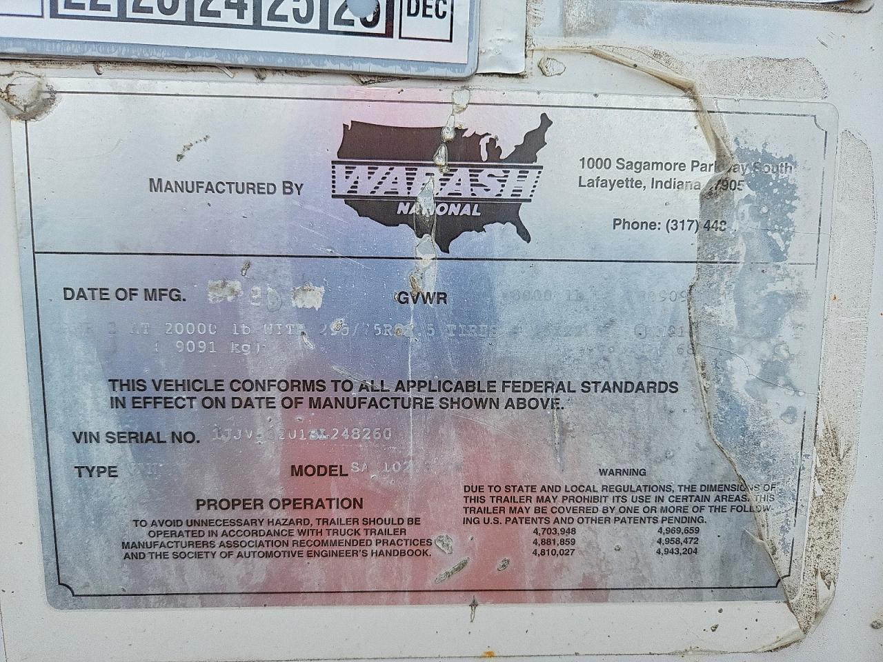 1995 Wabash Trailer-DRY Van Trailer