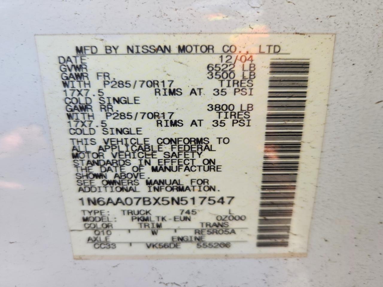 2005 Nissan Titan XE