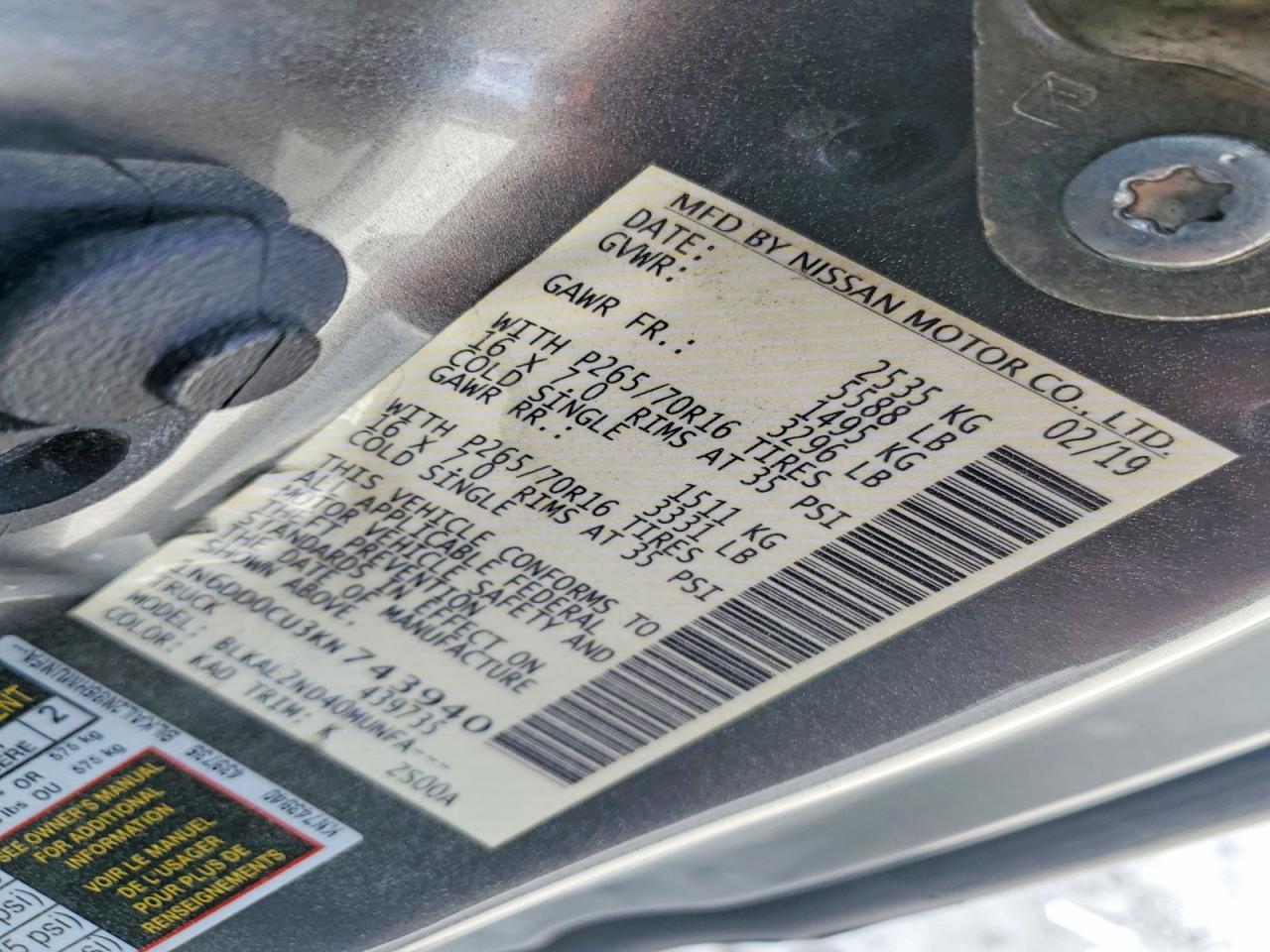 2019 Nissan Frontier SV V6