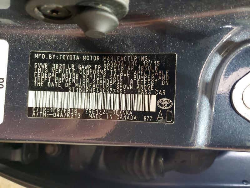 2016 Toyota Corolla le Plus