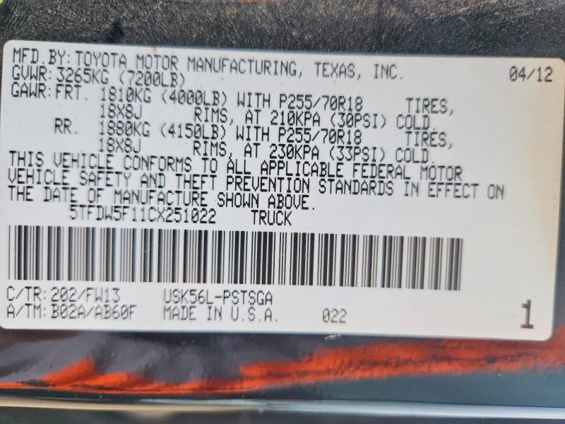 2012 Toyota Tundra Crewmax SR5