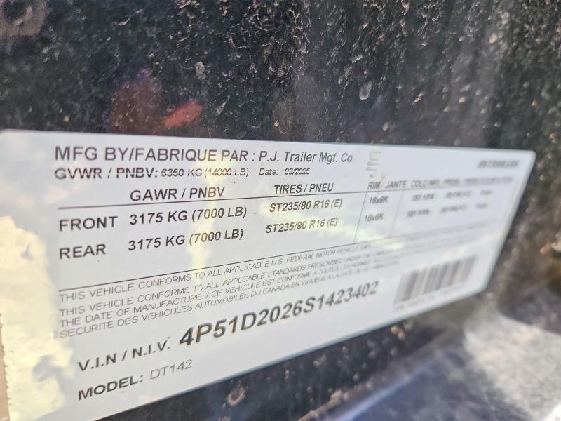 2025 PJ DT142 Dump Trailer